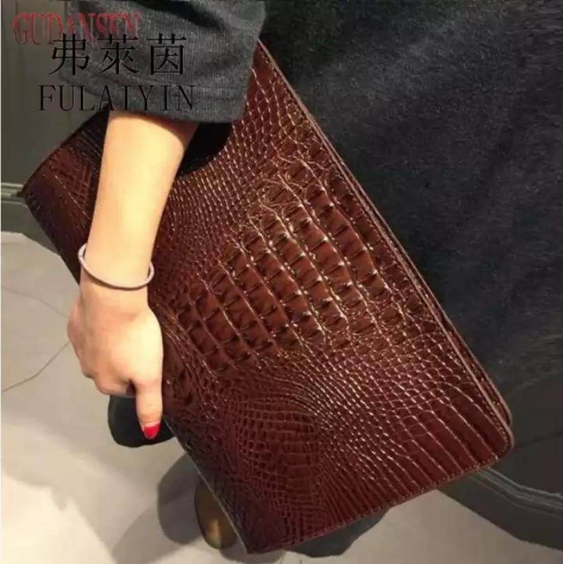Túi Cá Sấu Hàng Đầu Ví Cầm Tay Phong Bì Cho Nữ Túi Xách Da Nữ Retro Cổ Điển Dự Tiệc Buổi Tối Túi Xách Tay