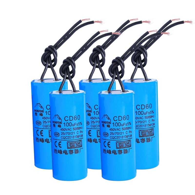 5 cái/bộ tụ điện chạy động cơ cd60 100uf 450v máy bơm nước máy rửa khoan bàn, điều hòa không khí tụ điện khởi động