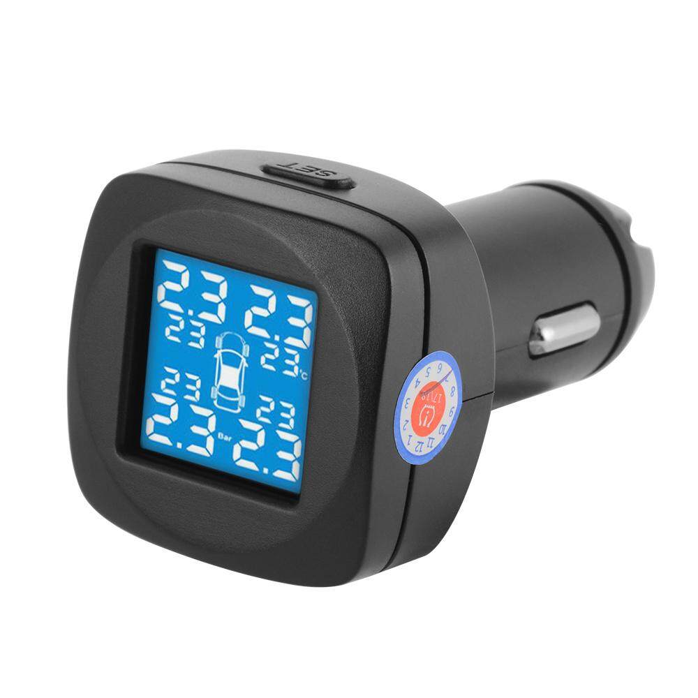 LED แรงดันยาง TMPS LCD เครื่องวัดความดันลมยาง + 4 เซ็นเซอร์ภายนอกสีดำ MA1714