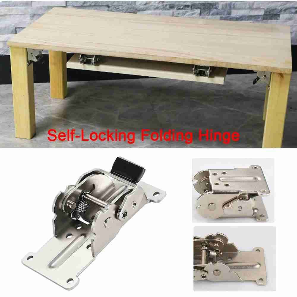 2PCS 90 Degree Self-Locking Folding Hinges Hole-free Hinge Table