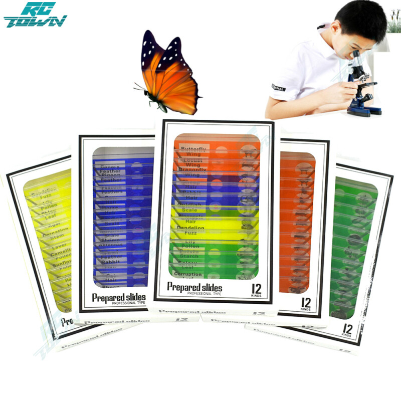 RCTOWN 12 Cái/Bộ Kính Hiển Vi Bằng Nhựa Trượt Mẫu Vật Sinh Học Với Kính Hiển Vi Học Sinh Cho Trẻ Em Giáo Dục Khai Sáng