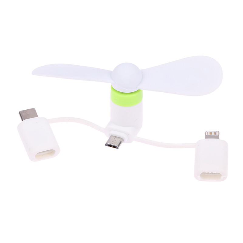 Quạt điện thoại di động mini 3 trong 1 nhỏ gọn uni, dành cho iphone android quạt cầm tay micro