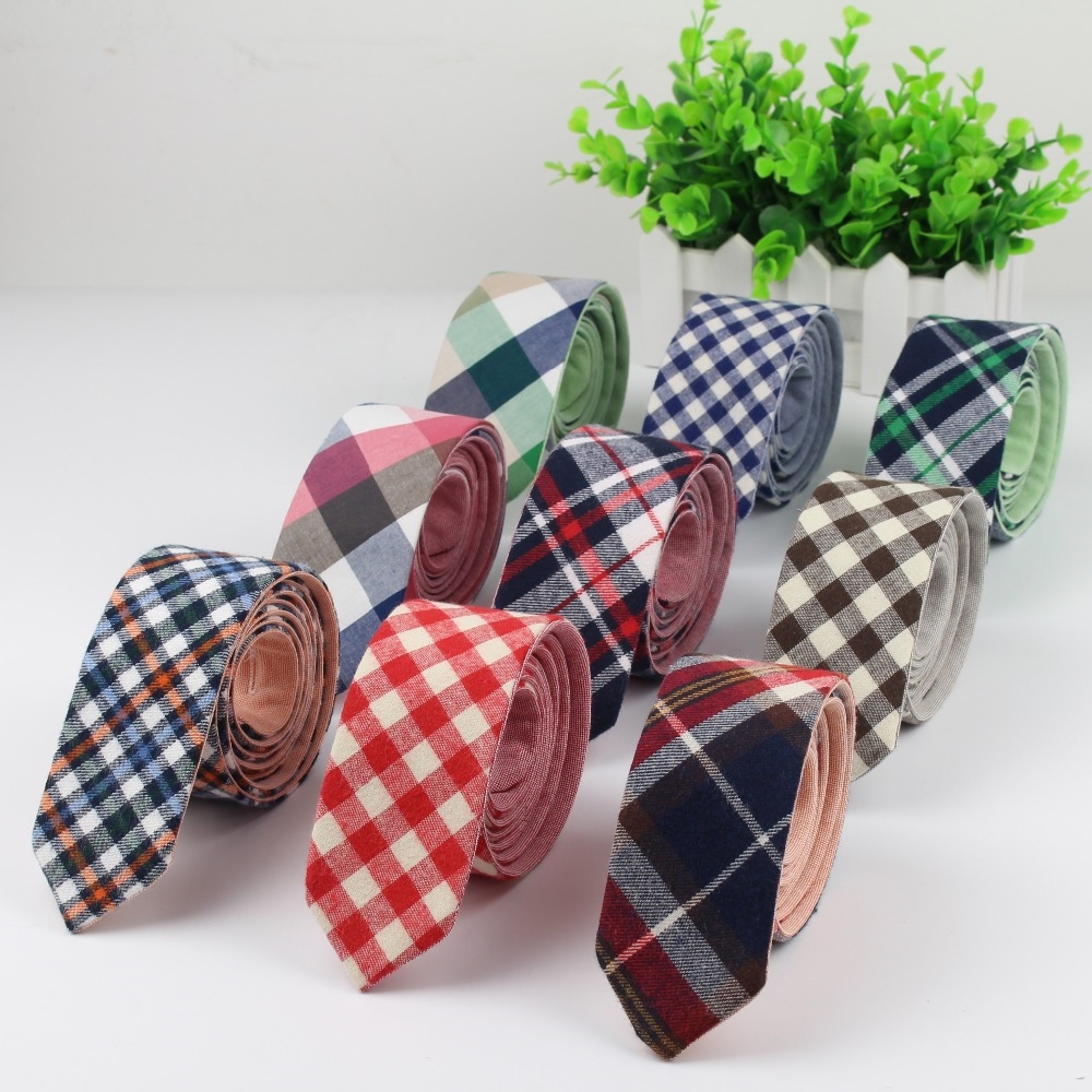 [YOUGA Accessories] Cà Vạt Ôm Sát Sọc Cotton Len Nhân Tạo Kiểm Tra Kim Cương Thời Trang Hai Tầng Cà Vạt Nhỏ Doanh Nhân Cho Nam Nhà Thiết Kế Cravat