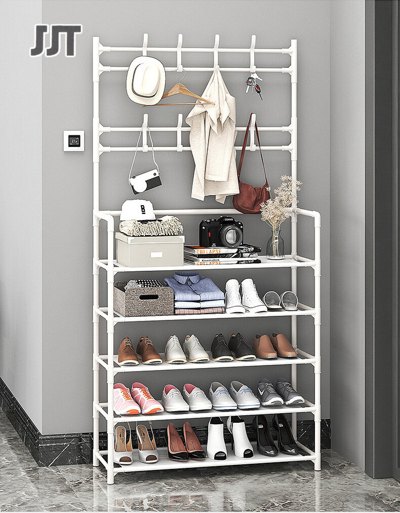 Floor-to-ceiling hanger simple coat rack hanger dormitory household dust-proof storage shoe rack shoe rack rack