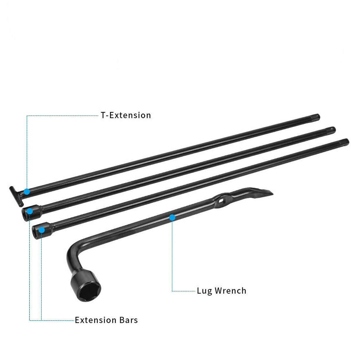 1 Set Spare Tire Jack Tool Lug Wrench Kit Replacement W/PU Leather Case