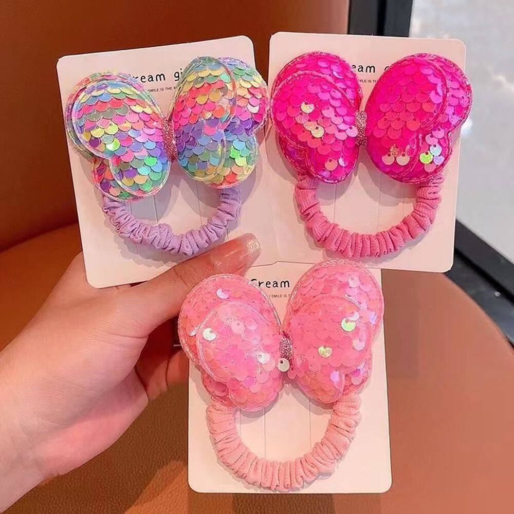 CABINSHOP Đáng yêu Đáng yêu Kim Sa Nơ Kẹp tóc đuôi ngựa Phụ kiện tóc Phụ kiện tóc Dây buộc tóc cho bé gái Vòng buộc tóc Dây buộc tóc phong cách Hàn Quốc Buộc tóc trẻ em