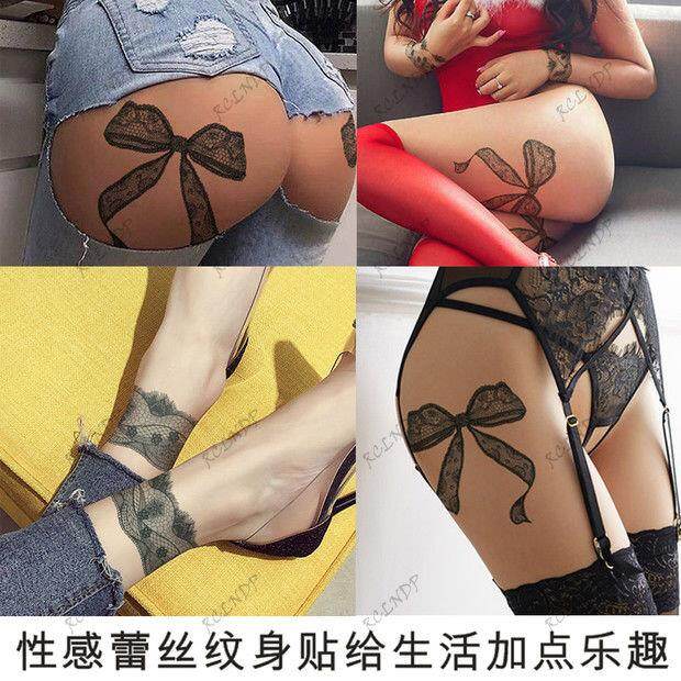 Không thấm nước hình xăm tạm thời Sticker sexy NƠ REN Knot hoa cánh tay chân cơ thể nghệ thuật Flash Tatoo giả tatto cho nam nữ