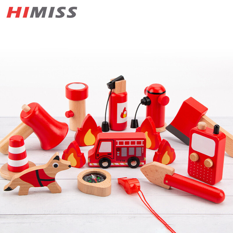 HIMISS RC Kids Firefighter Wooden Toy Set Simulation Role