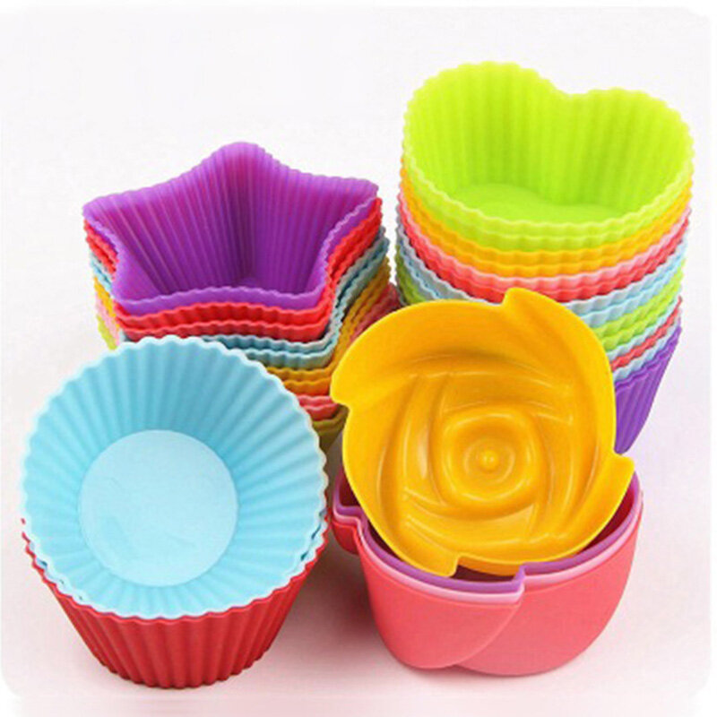 Set 6 khuôn làm bánh cupcake muffin chất liệu silicone chịu nhiệt chống dính tái sử dụng được nhiều kiểu dáng tùy chọn Baiyu-INTL