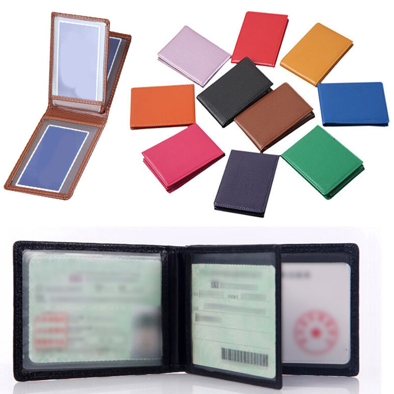 A7e2 1 Cái Thư Mục Màu Trơn ID Pass Bìa Protector Chất Liệu Da PU Giấy Phép Lái Xe Chủ Trường Hợp Lái Xe Tài Liệu Ví Đựng Danh Thiếp