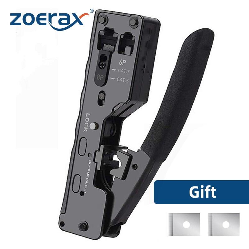 Zoerax rj45 công cụ uốn ethernet dụng cụ uốn kìm cắt dây crimper cho cat7 cat6a cat6 cat5e vượt qua thông qua kết nối