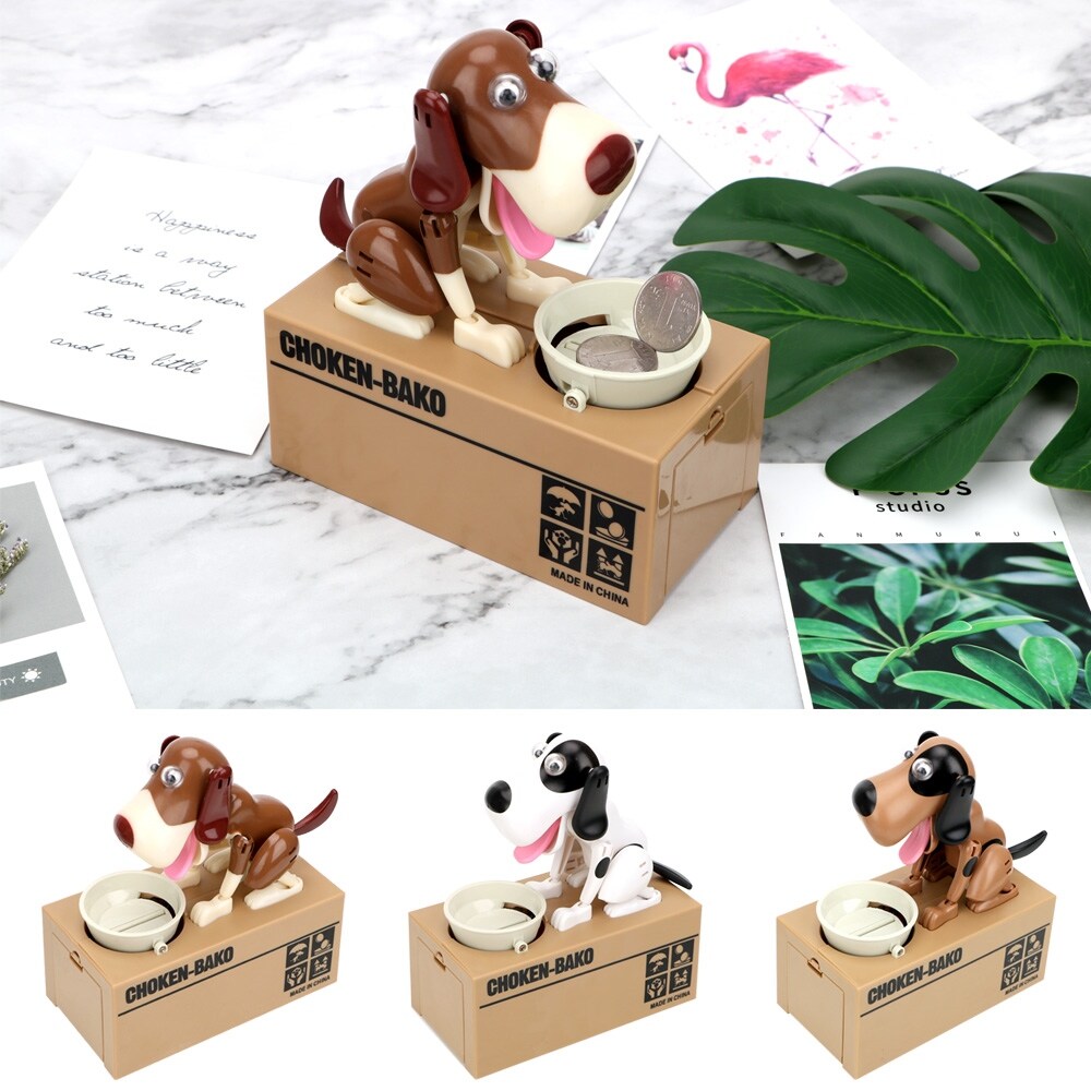 【Huahua grocery】 Electronic Piggy Bank Money Box Automated Cartoon Robotic Dog Steal Children's Coin Saving Banks Plastic Kids Gift Home Decor