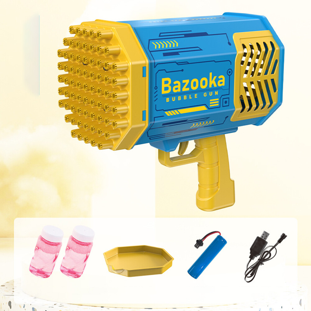 【Ready Stock】Bubble Machine 69-hole Space Bazooka Electric Glowing Bubble Blower Fully Automatic Children Bubble Machine Toy