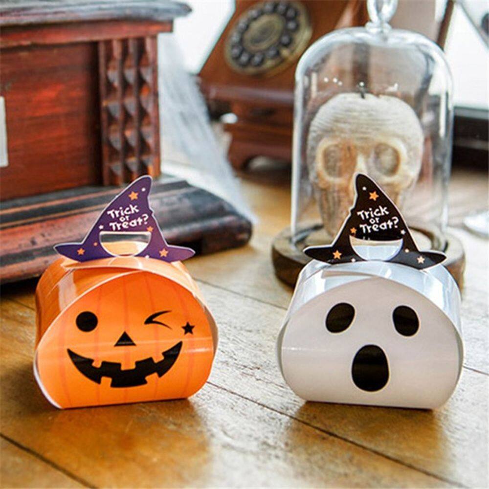 JETER 10 Cái Túi Giấy Đựng Kẹo Đồ Ăn Vặt Cho Bánh Quy Bí Ngô Ma Halloween Đồ Dùng Trang Trí Tiệc Hộp Kẹo Hộp Đóng Gói