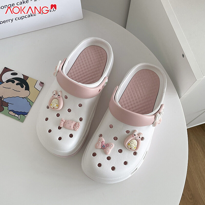 AOKANG Giày tổ ong áo khoác ngoài chống trượt nửa kéo baotou thoải mái đế dày mới Xăng đan đi biển