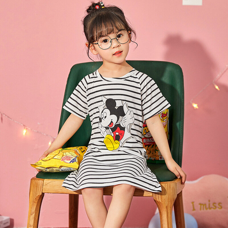 Minnies Sonic The Hedgehog Snow Whites Girls Short Sleeve Pajama Dress Summer Summer Nightdress Combed Cotton Thin Section Cute Korean Style Homewear - 2