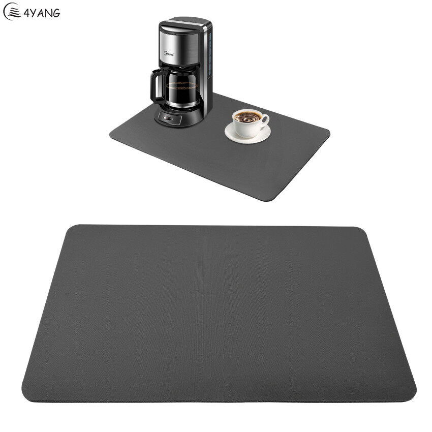 Kitchen Super Absorbent Draining Mat 50x40cm Kitchen Sink Drying Mat Non-Slip Grey Coffee Machine Mat Quick Dry Nanofiber Diatomaceous Earth Kitchen Counter Mat for Dish Coffee Bar Worktop
