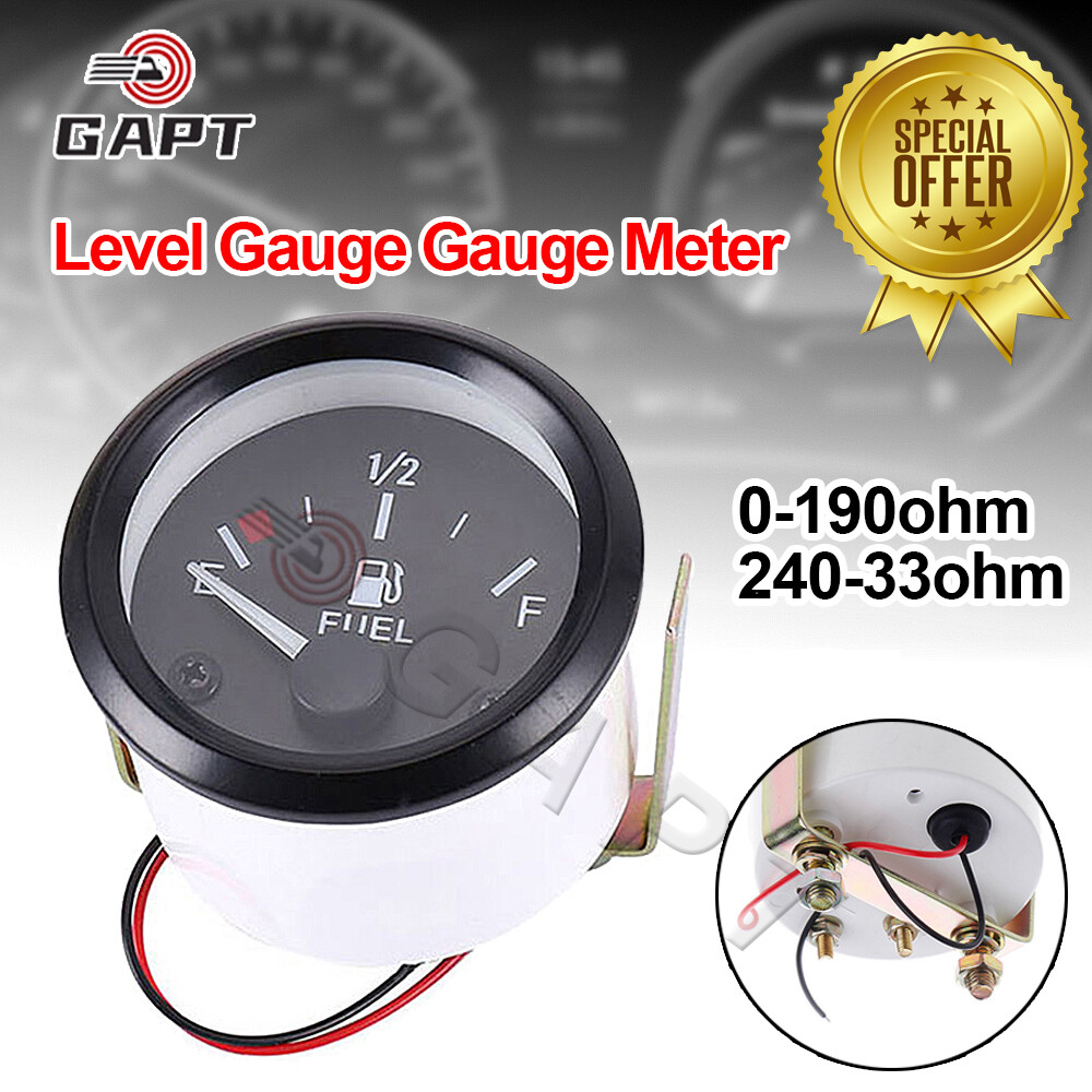 Đồng hồ đo mức nhiên liệu xe hơi, Đồng hồ đo mức nhiên liệu xe hơi 52mm 0-190ohm, chỉ báo mức nhiên liệu xe hơi 240-33 Ohm, dùng cho xe máy, xe tải, thuyền, bể chứa dầu hàng hải 12V 24V