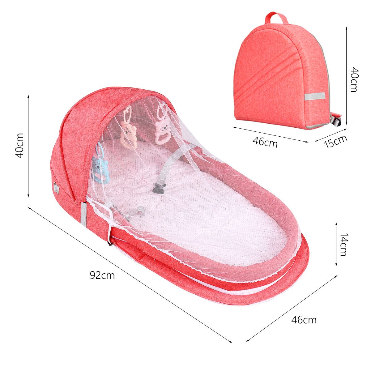 Shop Generic 2 IN1 Foldable Portable Baby Bed & Backpack Baby Crib Nursery Travel Cot Mosquito