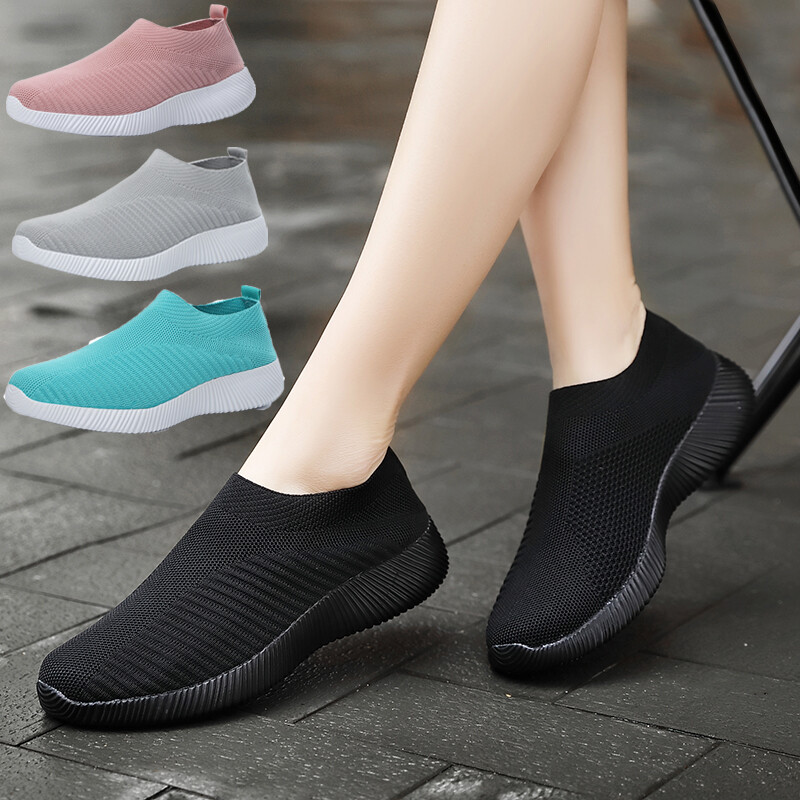 Giày Lười Thể Thao Cho Nữ Giày Đi Bộ Thời Trang Kiểu Kasut Perempuan Màu Hồng Giày Đi Bộ Wanita