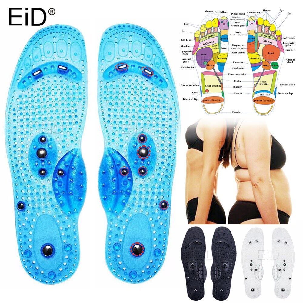 EiD Upgrade Magnetic Massage Insole Foot Acupuncture Point Therapy Insole Cushion Body Detox Slimming Magnetic Unisex Blue black