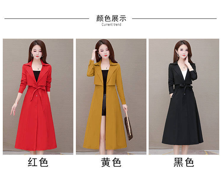 High-end windbreaker women's mid-length 2020 spring and autumn new Korean style over-the-knee plus size slimming British style mother coat