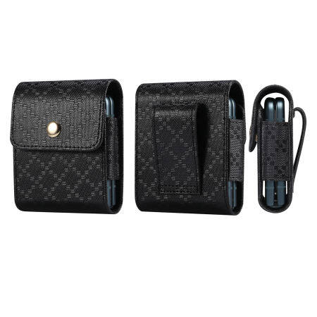 Samsung Z Flip Leather Grid Pattern Waist Belt Bag