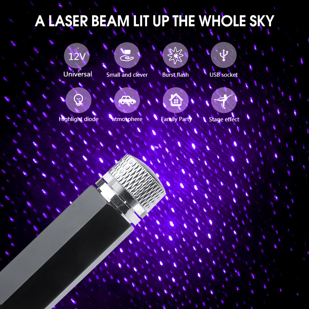 Aitemay Đèn LED Tạo Không Khí USB Cho Xe Hơi Đèn Trang Trí Mái Nhà Nội Thất Ô Tô Đèn Chiếu Sao Laser Và Ống Kính Tổ Chim
