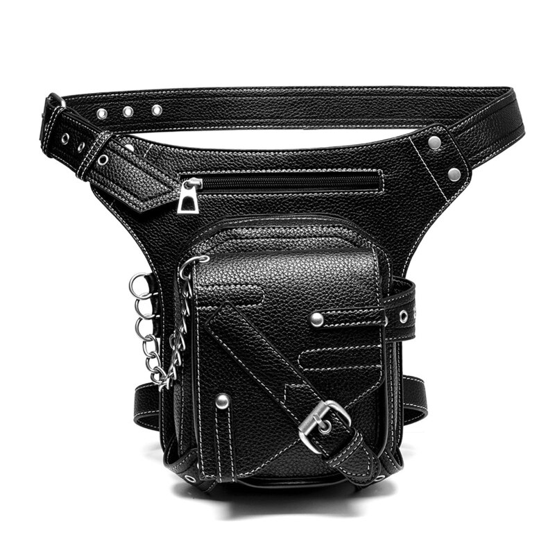 Steampunk Túi đeo thắt lưng GOTHIC Retro Da xe máy túi đeo vai gói chân đùi Túi du lịch Ví cho nữ nam giới