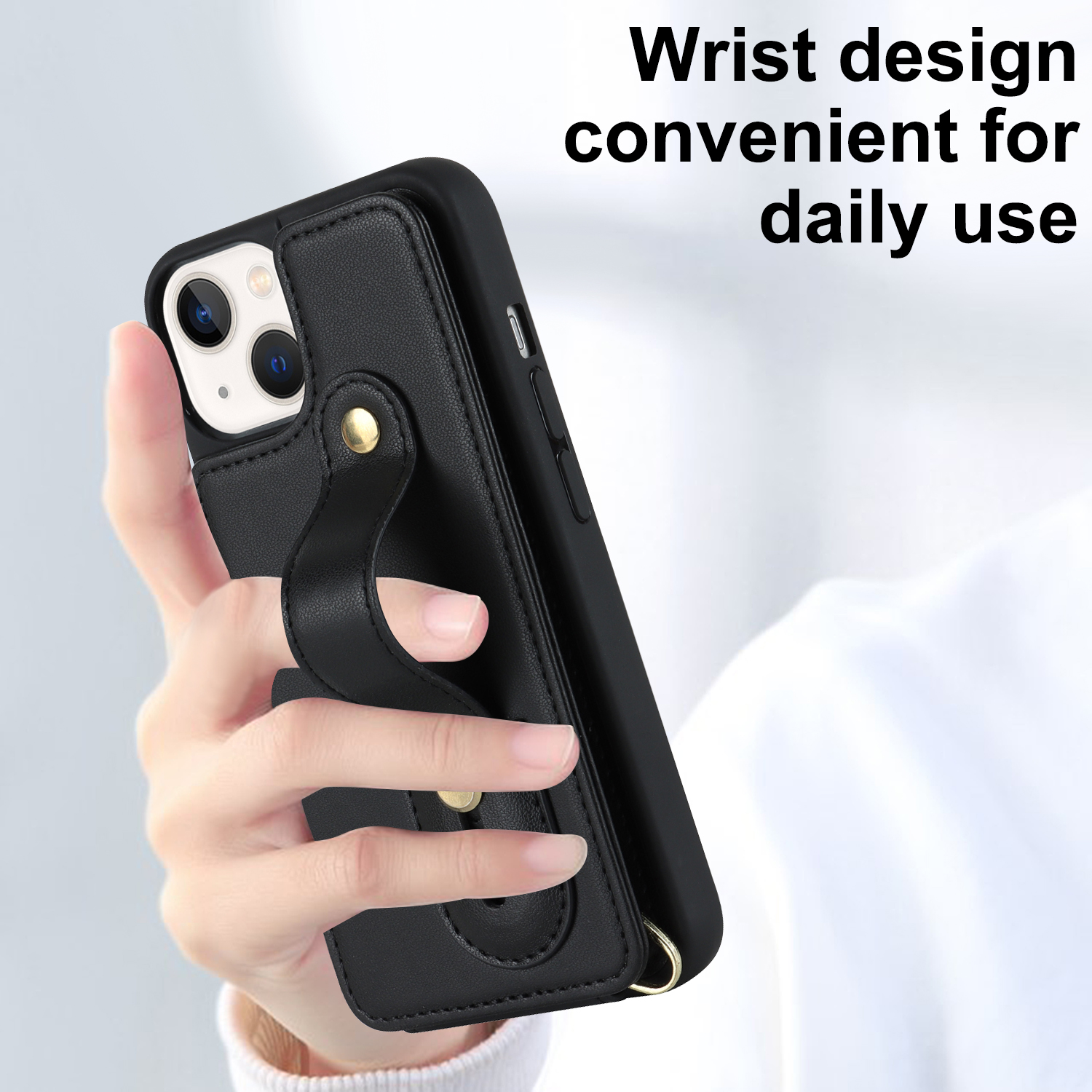 Phone Case Wallet With Leather Card Holder And Wrist Strap For Iphone_voghion.com