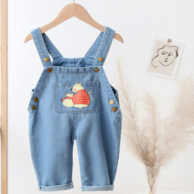 DIIMUU Áo Liền Quần Thời Trang Trẻ Em Bé Trai Bé Gái Quần Yếm Denim Quần Áo Trẻ Em Quần Áo Trẻ Mới Biết Đi Áo Liền Quần Ngắn