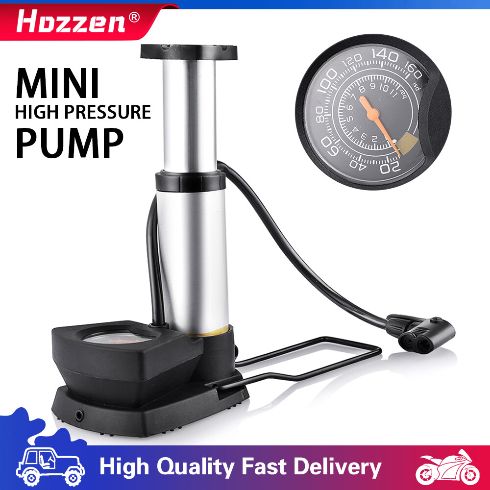 Bơm hơi bàn đạp hozzen, bơm cầm tay mini áp suất cao bơm xe máy xe đạp điện-bơm bàn đạp chân siêu nhỏ-mua bơm xe máy mini vừa trong cốp xe