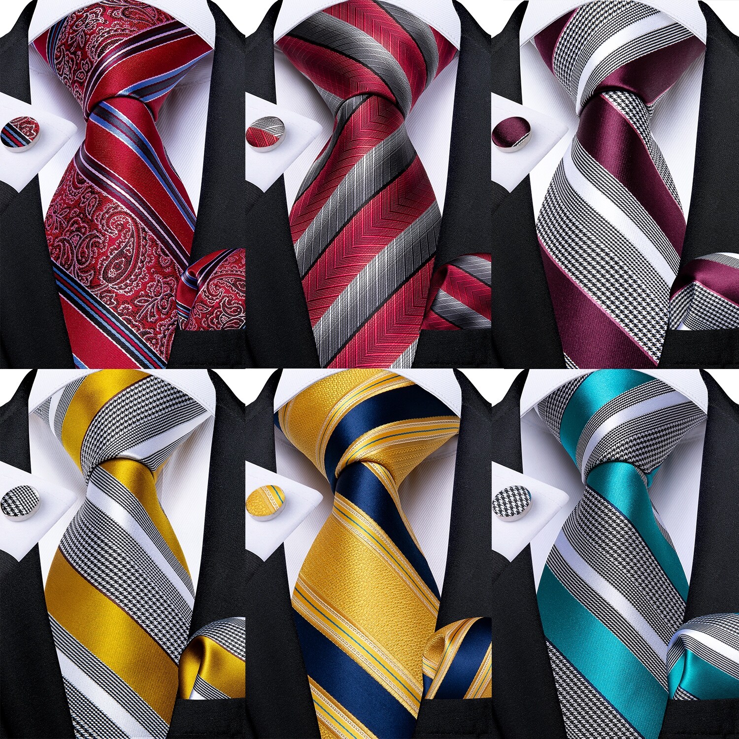 {hot} Classic Striped Men 39;s Ties 8cm 100 Silk Red Blue Yellow Necktie Formal Business Wedding Tie Set Cravat Gift For Men DiBanGu