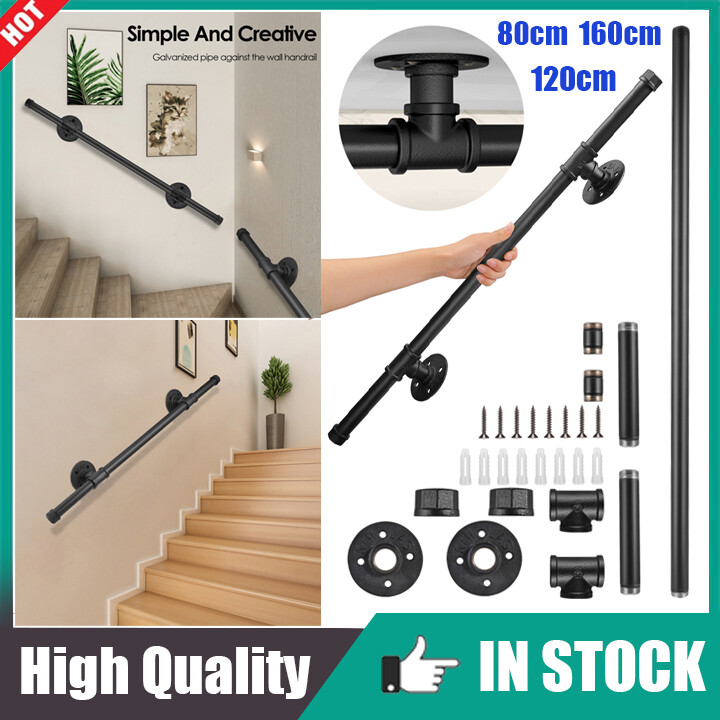 Tay vịn 0.8m/1.2m/1.6m cho cầu thang trong nhà để cầu thang bậc thang, kim loại chống trượt dễ lắp đặt cho cầu thang trong nhà ngoài trời tay vịn cầu thang sàn nhà 3 khúc