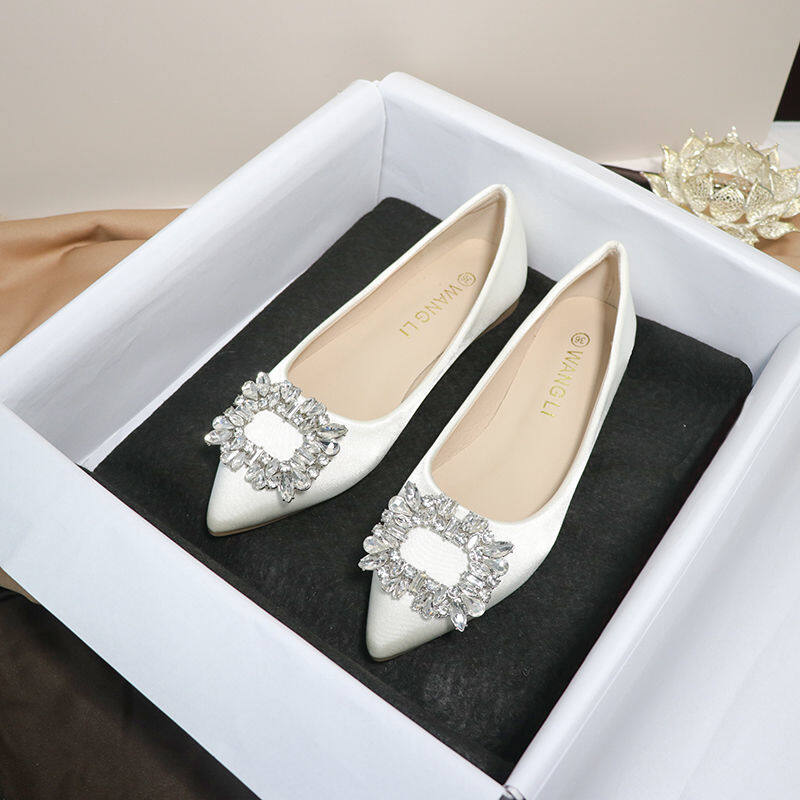 Flat Bedazzled Shoes For Wedding Bridal Shoes Dune White Flat