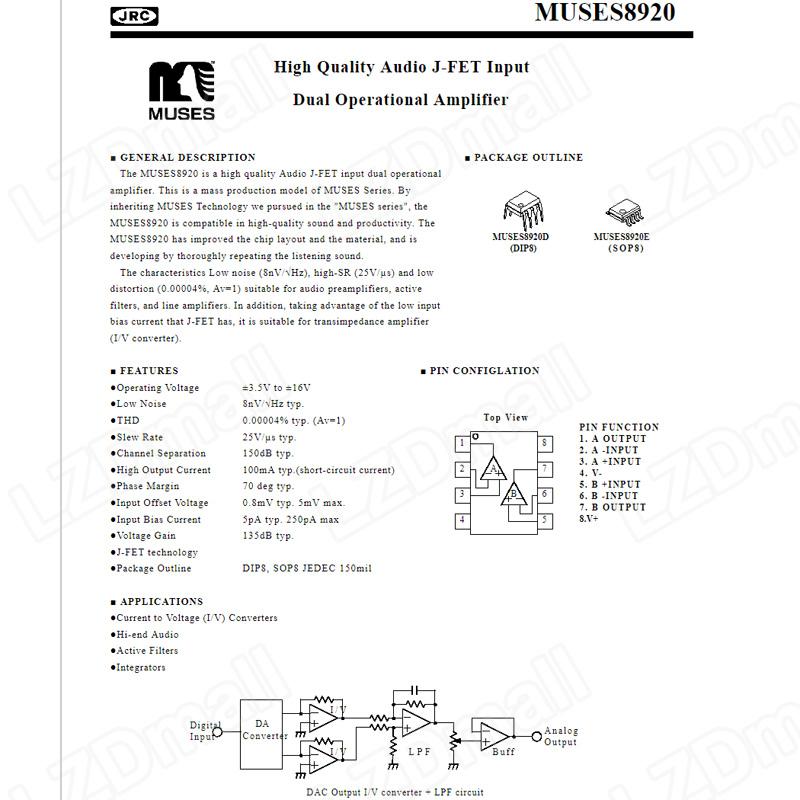 5pcs MUSES8920 MUSES8920D ORIGINAL Audio Operational