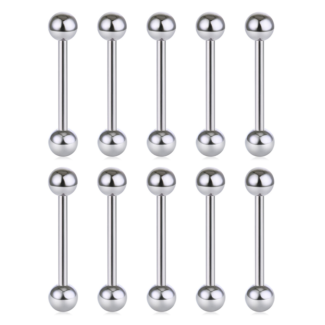 10 thanh tạ xỏ lưỡi bằng thép không gỉ khuyên tai xỏ lưỡi xoắn dài, barbell đồ trang sức cơ thể