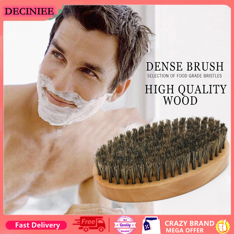 Bàn Chải Râu Gỗ Lông Heo Rừng Mềm Tự Nhiên Bộ Lược Chải Râu, Dụng Cụ Cạo Râu Thợ Làm Tóc Cho Nam, Bộ Lược Chải Ria Mép Có Túi