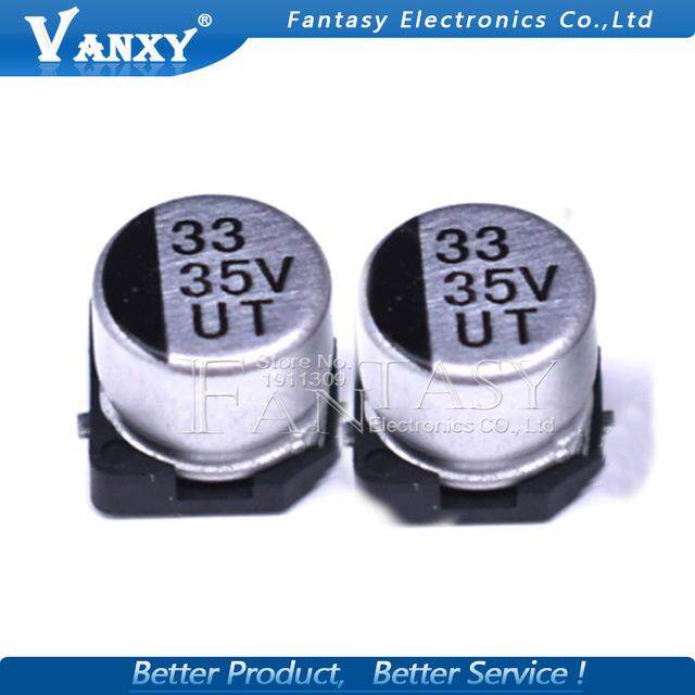 10 chiếc tụ điện phân 33uf 35v 33uf35v 35v3 3uf nhôm nhôm tụ điện phân 6.3*5.4mm