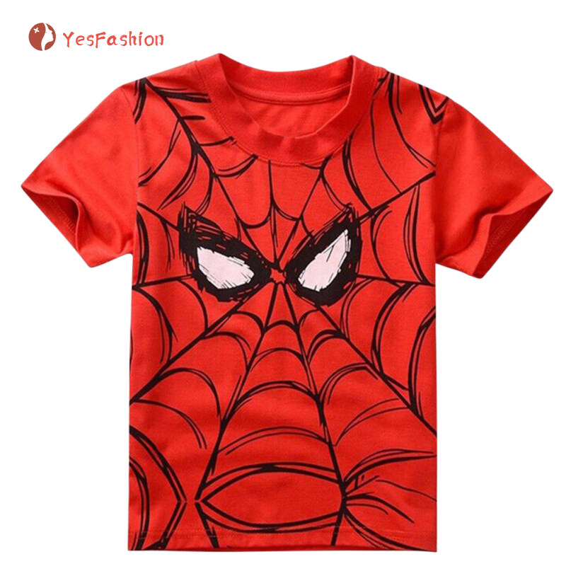 【สหรัฐอเมริกา Stock 】เด็กเด็กผู้ชายเด็กผู้หญิงการ์ตูน Spider Web แขนสั้นพิมพ์ลายเสื้อยืดเด็กการ์ตูน T เสื้อเด็ก