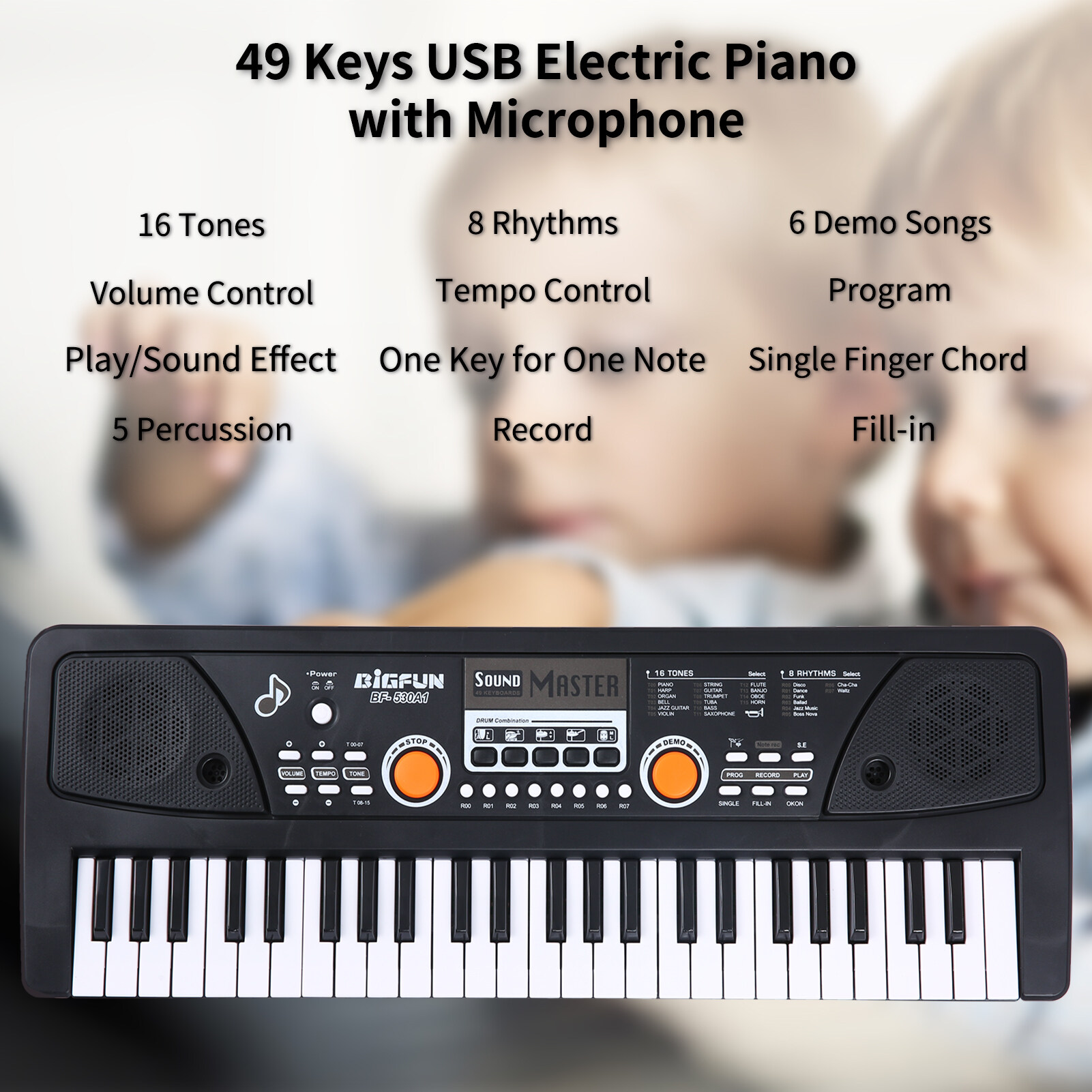 okoogeeBIGFUN and 49-Key Children s Electronic Piano with Microphone