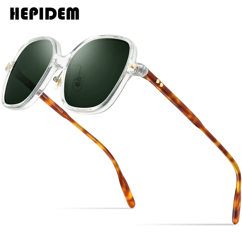 Hepidem kính râm phân cực acetate kính râm vuông ngoại cỡ cổ điển hoài cổ mới 2022 cho nữ kính râm 9163t
