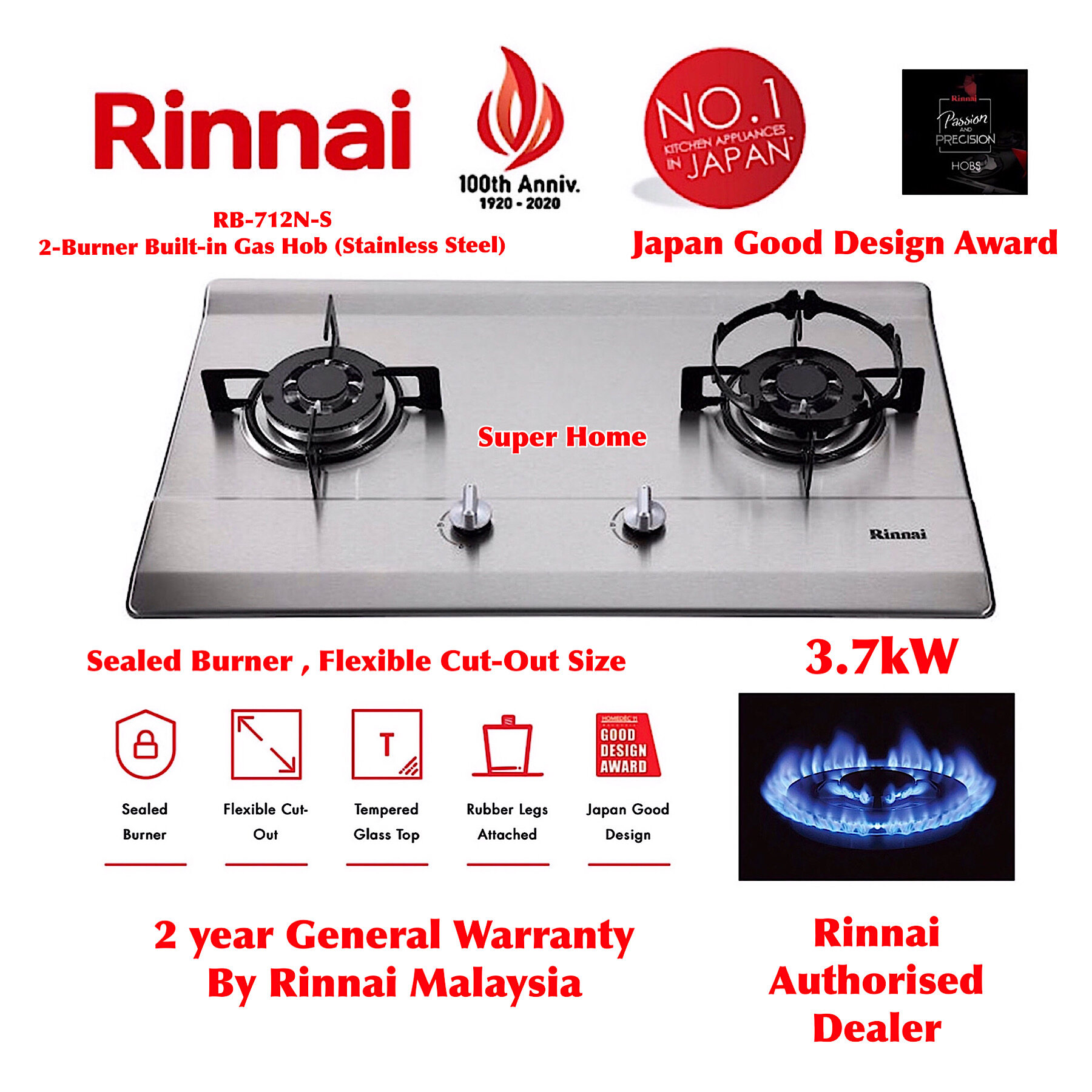 Rinnai glass store hob