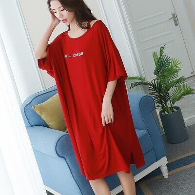 2021ฤดูร้อนใหม่ Nightshirt ขนาดใหญ่หญิง90Kg Fat Mm พิมพ์ Nightgowns ผู้หญิงแบบแขนสั้นชุดราตรี