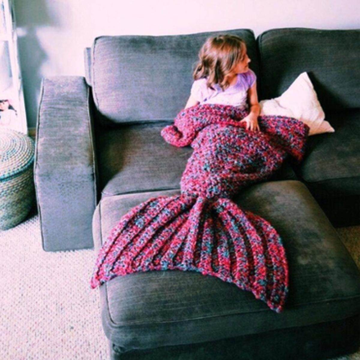 Generic Adults Children Crocheted Adult Kids Mermaid Tail Cocoon Knit ...