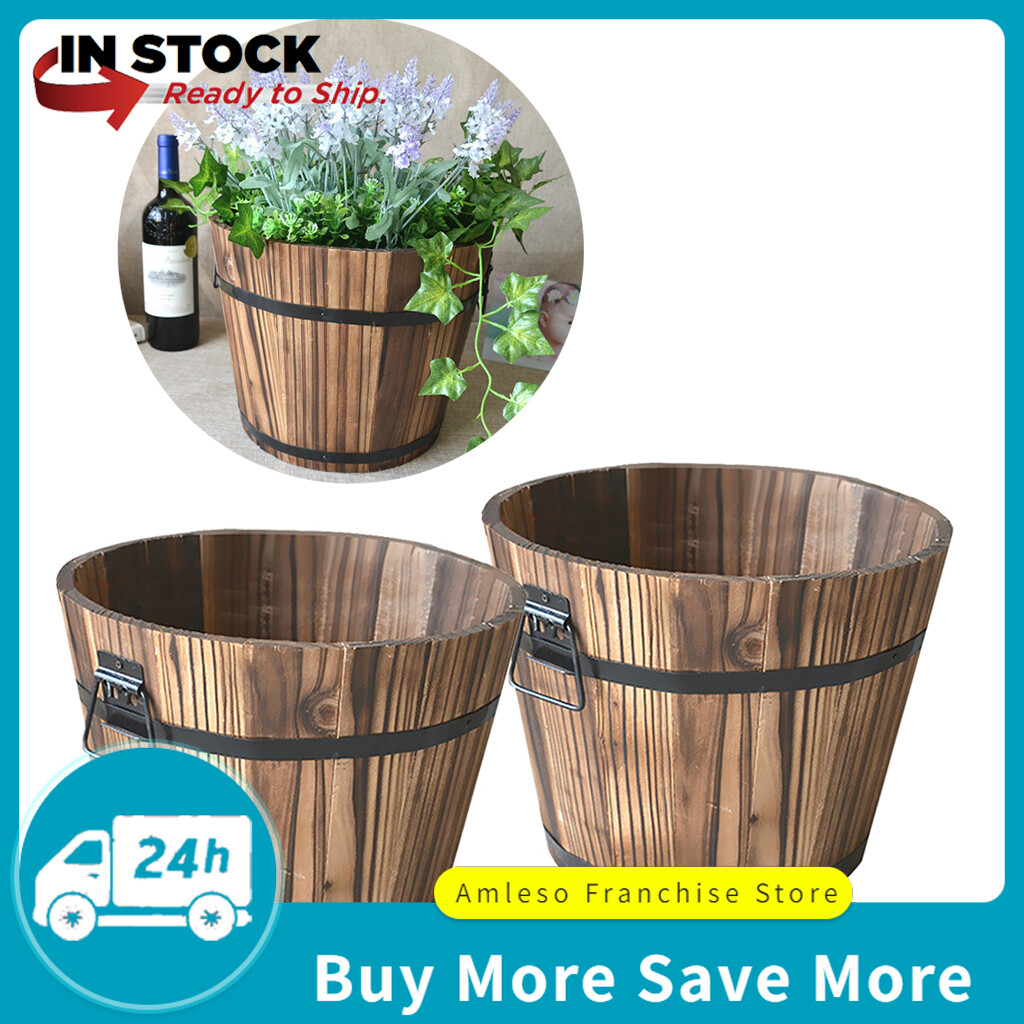 Lazarasale 2 thùng gỗ trồng, hộp trồng cây mọng nước mộc mạc, thùng hoa hoa nồi