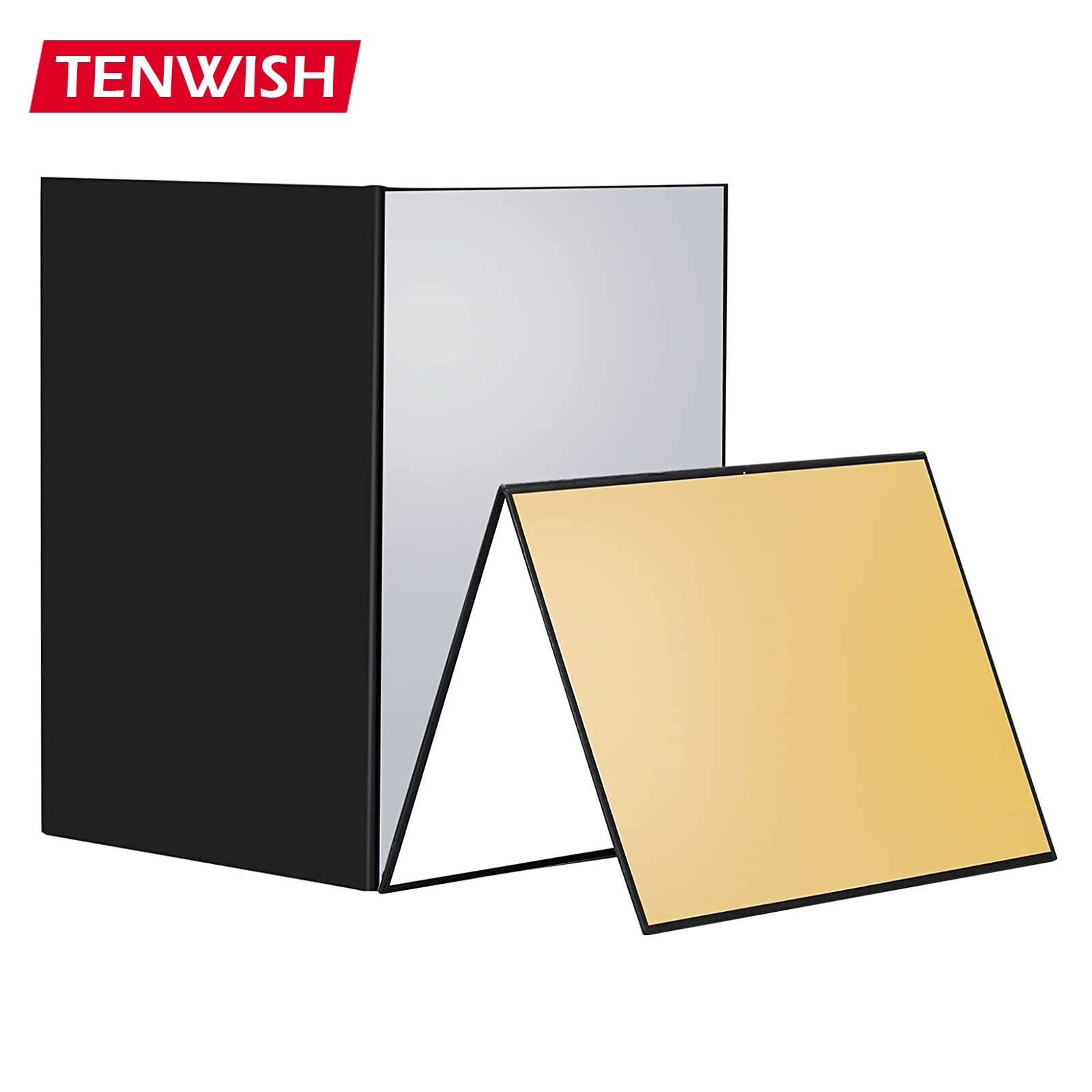 Tenwish tấm phản quang ánh sáng chụp ảnh tấm phản quang gấp gọn tấm phản quang cho studio chụp ảnh trang sức để bàn, chụp ảnh mỹ phẩm, chụp ảnh thực phẩm và sản phẩm, quay video đen trắng vàng sáng bóng bạc