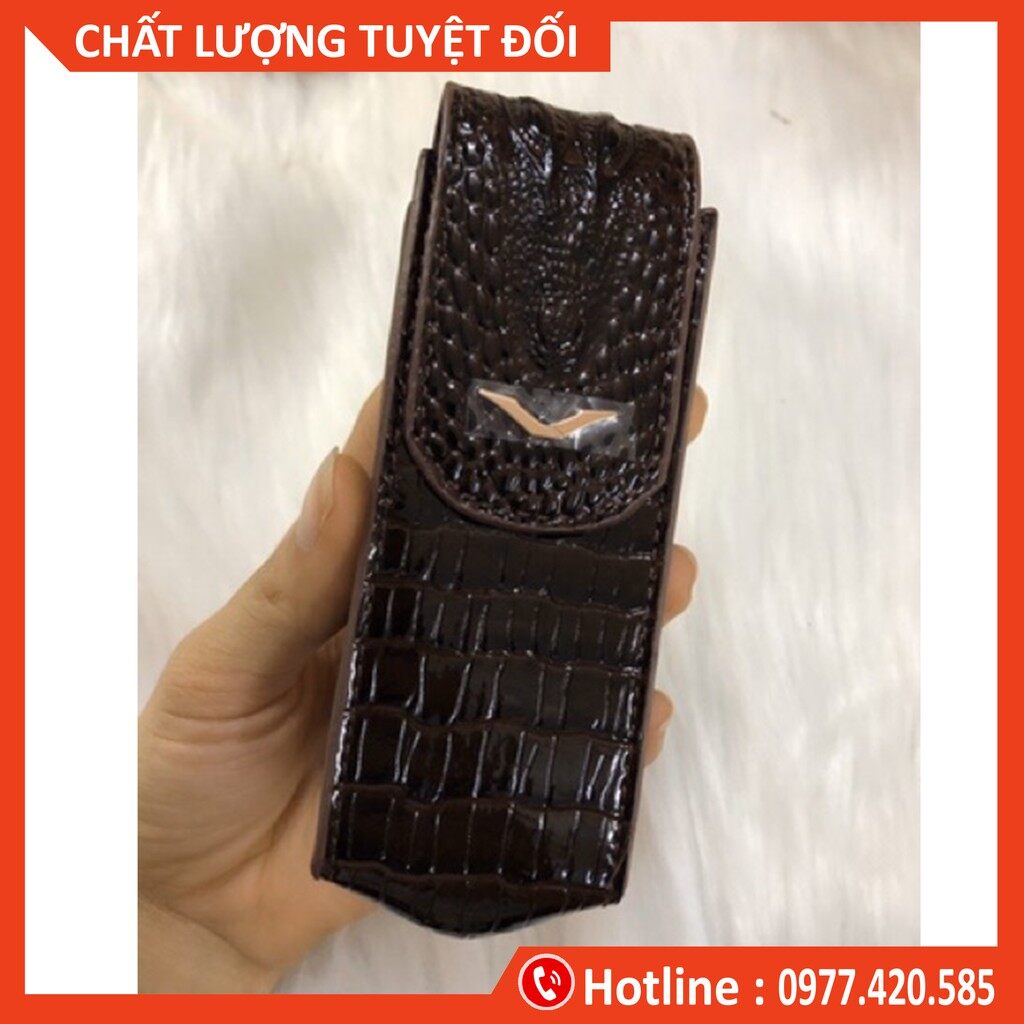 Bao da nắp gấp vertu singnature s dập vân trơn
