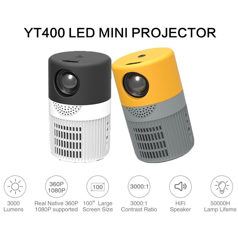 Máy Chiếu Hỗ Trợ YT400 Mini 1080P Bản Địa 360P Màn Hình LCD Tiện Dụng Máy Phát Điện Ảnh Rạp Chiếu Phim Tại Nhà Đa Phương Tiện Đèn LED Pico