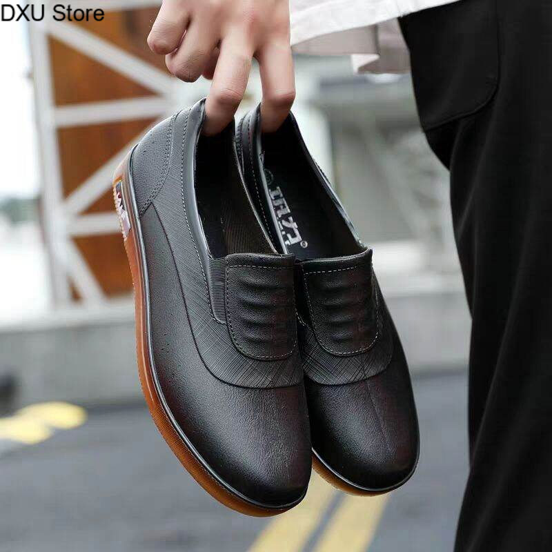 DXU Store Giày Đi Nước Nhà Bếp Giày Đi Mưa Nắng Giả Da Ống Ngắn Thời Trang Cổ Thấp Xuân Thu Cho Nam Bốt Đi Mưa Làm Việc Chống Trượt Giày Cao Su Chống Thấm Nước Rửa Xe
